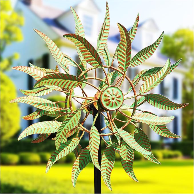 Large Outdoor Metal Wind Spinner,Two-Way Wind Sculptures,360 Degrees Kinetic Wind Spinners Yard Art Decor for Patio, Lawn & Garden 63 * 13.4 Inches