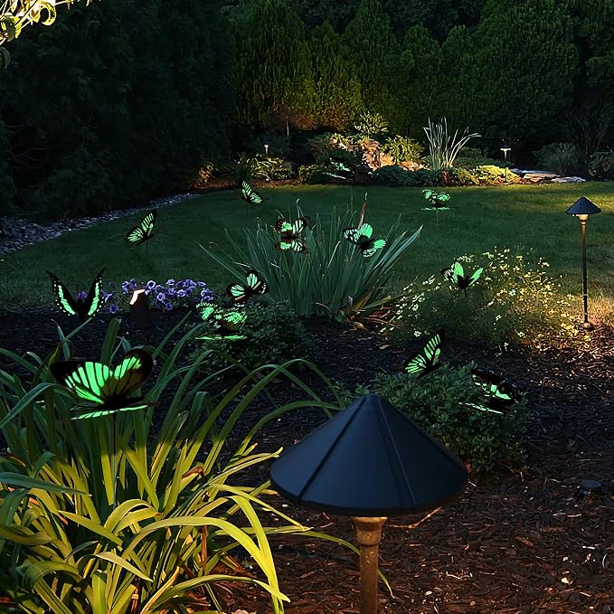 Augshy Butterfly Decorations,75 PCS Luminous Butterfly Garden Decor Stakes, Waterproof Gardening Art Butterfly Ornaments for Outdoor Yard Lawn Garden Decor