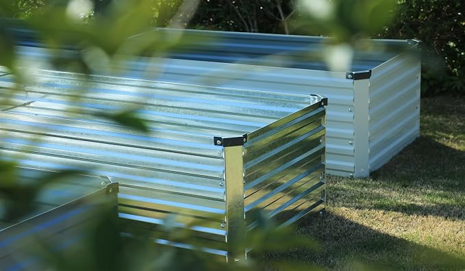 2PCS 10x3x1ft Galvanized Raised Garden Bed Kit,Gardening Planter Box | Outdoor Elevated Metal Planter Box For Vegetables, Flowers, Herbs, Anti-Rust Galvanized Steel, Open Drainage, Sturdy (Silver)
