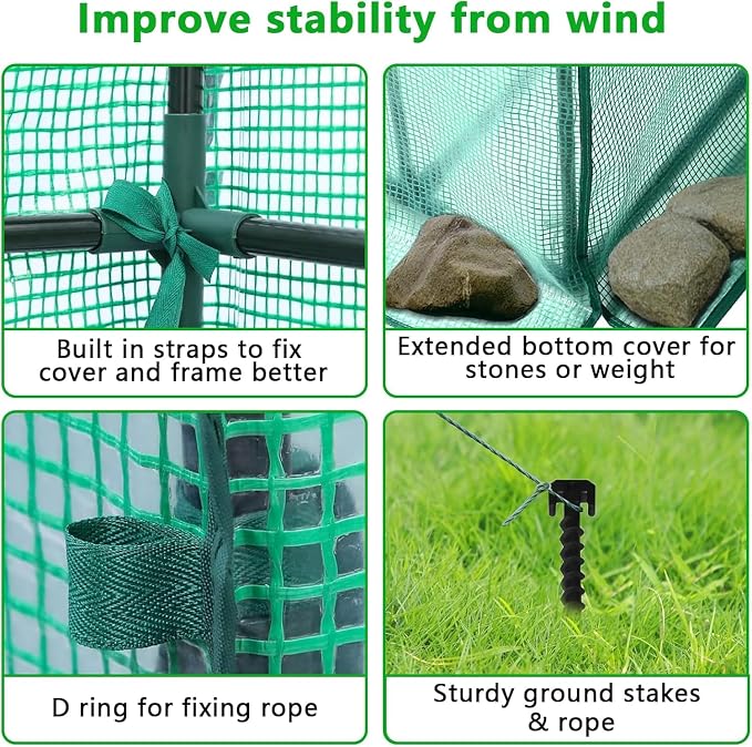 Greenhouse, 57 x 57 x 76'' Greenhouses Plant Tent for Outdoors, Durable Grow Kit with Window, Thicken PE Cover, 3 Tiers 8 Shelves, Heavy Duty Walk in Green Houses for Indoor Backyard Outside