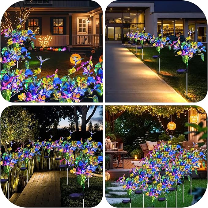 Solar Garden Lights Outdoor Waterproof Solar Lights 6 Pack with New Upgraded 40 LED 18 Butterfly Outdoor Lights for Yard Outside Garden Pathway Decor