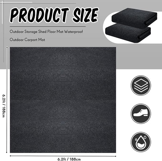 Haull 2 Pcs 6.2 x 6.2 ft Outdoor Storage Shed Floor Mat Waterproof Carport Storage shed mat Non Slip Patio Furniture Mat for Protect