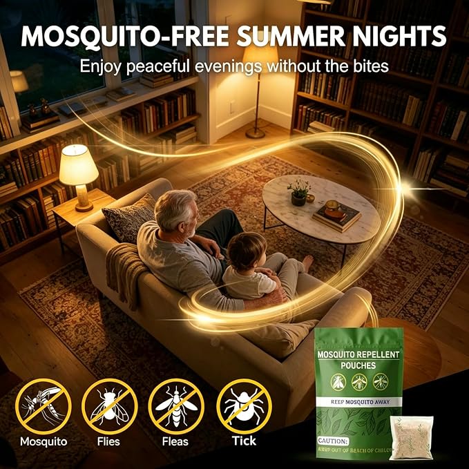 Mosquito Repellent Pouches Indoor Home Outdoor Patio, 60 Days Long-Lasting, Mosquito Repellent Bags for Yard, Garage, Bedroom, Fresh Mint Scent, Non Toxic, Kid & Pet Safe, Covers 120 sq ft, 10 Pack