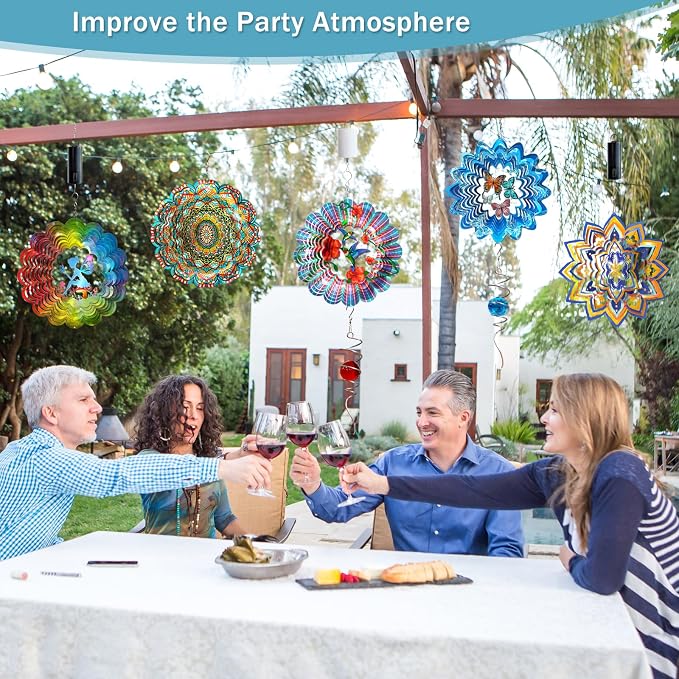 Butterfly Wind Spinner - 12inch Laser-Cut Stainless Steel Wind Spinners | 3D Kinetic Garden Decoration & Yard Art for Outdoor | Butterfly Gifts for Women, Mother, Wife, Grandma & Holidays