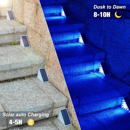 VOLISUN Solar Stair Lights 12 Pack, Solar Step Lights Outdoor Waterproof IP67, LED Outdoor Step Light,Outdoor Light Decor for Garden Stair, Deck, Front Step and Front Porch(Blue Lighting)