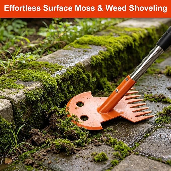 Weed Puller Tool with Long Handle, Upgraded Garden Weed Pulling Tool, Dual Purpose 9-Tine Weed Remover Tool, Uprooting Weeding Tool for Vegetable Gardening, Backyard Farm Planting