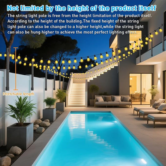 8 Pack 2.8 FT String Light Poles,Metal Lights Poles for Outdoor String Light, Rustproof Heavy Duty for Outside Garden,Patio,Wedding,Backyard,Deck,Party