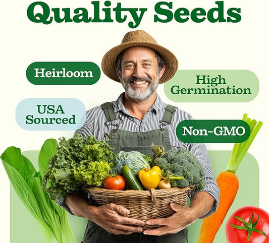 HOME GROWN 55 Variety Survival Seed Vault 28,000+ Heirloom Non-GMO Vegetable Seeds for Planting, High Germination, Emergency Food Supply,Year-Round Garden Starter Kit,Gift for Gardeners