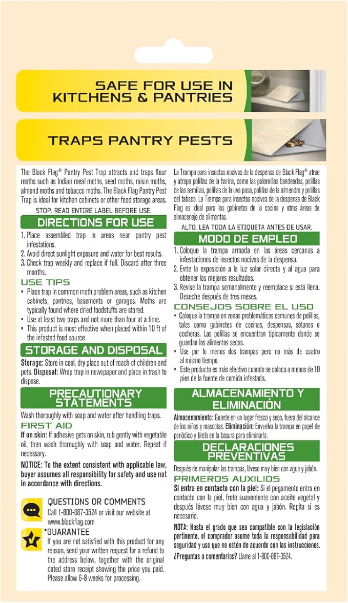Black Flag Pantry Pest Trap 2 Count, Insect Traps, Safe For Use In Kitchens And Pantries
