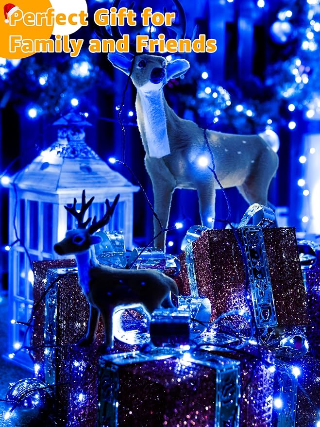 BrightChristmas 500 LED 164 FT Christmas Lights, Waterproof Outdoor String Lights with Remote and Timer, Christmas Tree Lights with 8 Modes Dimmable, Fairy Lights for Holiday Decor (Blue)