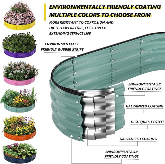 ZFHgarden Galvanized Metal Planter Round Raised Garden Bed Kit for Gardening Outdoor,3x3x1ft Grow Garden Box Raised Flower Bed,Round Galvanized Planter Outdoor Large Metal Fire Pit Ring