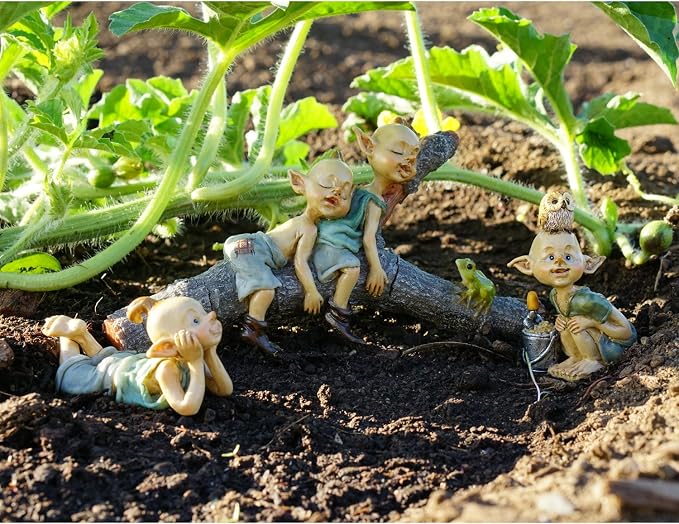 Top Collection Miniature Fairy & Terrarium Garden Pixie Gardening Statue with Shovel & Bucket, Small, Tan, Silver
