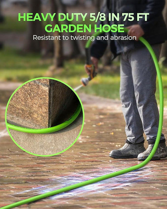 75 FT x 5/8″ Garden Hose, Lightweight Flexible Garden Water Hose with Swivel Handle, 200 PSI Working, 450 PSI Burst, All-Weather Outdoor Use, Heavy Duty Water Hose for for Lawn, Yard, G75GH06