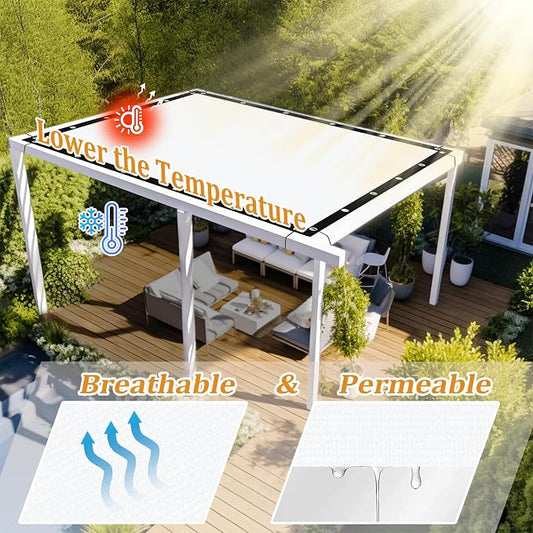 Shade&Beyond Customized Size 90% Sun Shade Cloth with Grommets, 4' X 7' Pergola Shade Cover Canopy, Mesh Tarp Sun Screens for Patio, Outdoor, Garden, Backyard GN01, White