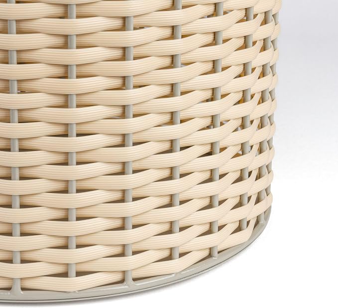 happimess HPM1101B Harper Modern 4.13-Gallon 2-Tone Faux Wicker Cylinder Waste Basket, Gray/Cream for Home, Bathroom, Living Room, Office, Bedroom, Kitchen
