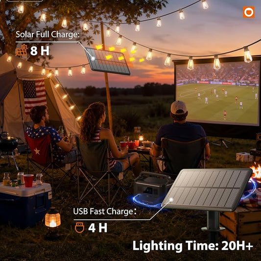 addlon 72FT Solar String Lights Waterproof with Remote & USB, Patio Lights Solar Powered with LED Shatterproof Bulbs Dimmable for Backyard
