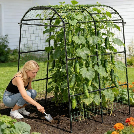 Miory Garden Arch Trellis for Climbing Plants Outdoor, 7ft Tall Plants Support Trellis for Climbing Vine Tomato Vegetable Flower Fruit, Cucumber Trellis for Raised Bed (71 x 83 Inch)