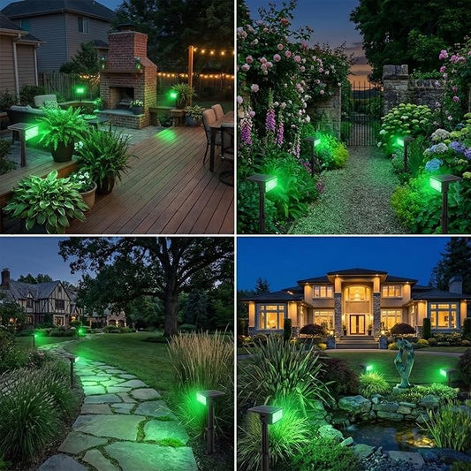 T-SUN Green Solar Spot Lights Outdoor 4 Pack, 49 LED 2 Lighting Modes, IP65 Waterproof Landscape Spotlights, 2 in 1 Auto On/Off Solar Lights for Yard, Garden, Driveway, Pathway