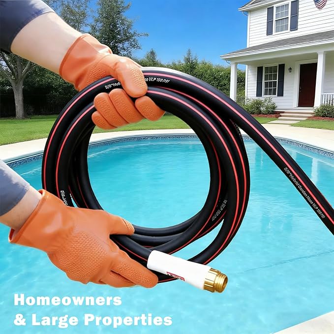 YASQA 100FT Extra Long Heavy Duty Garden & Water Hose - Commercial Grade for Homeowners & Large Properties, Kink-Free Leak-Proof with Brass Fittings, 5/8 Inch Black