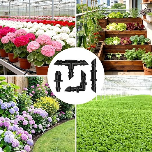 150 Pack Drip Irrigation Fittings Kit for 1/4" Tubing, Drip Line Barbed Connectors for 1/4 Inch Drip Irrigation Tubing Includes 60 Couplings 50Tees 20 Elbows 20 Plugs