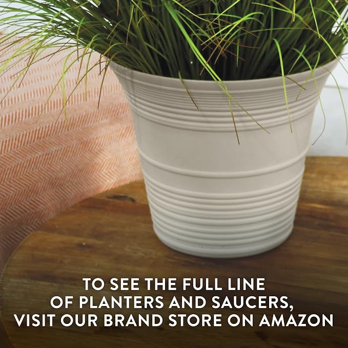 The HC Companies 12 Inch Sedona Round Self Watering Planter Pots, Lightweight UV-Resistant Plastic Indoor & Outdoor Planters, 2-Pack Flower Pots for Garden & Home Decor, Clay