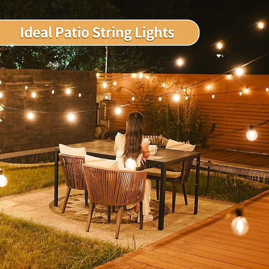 SANBEN Outdoor String Lights-100ft 50+2 G40 Bulbs Patio Lights with Remote | Dimmable & Timer, IP65 Waterproof & Shatterproof, 24V Low-Voltage LED Lights for Outside Deck Garden Backyard Porch Party