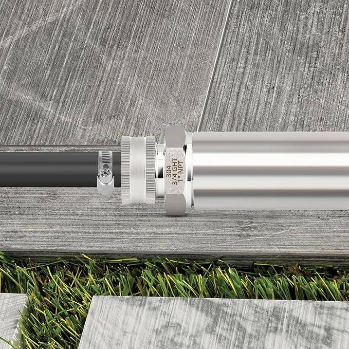TAISHER 1PCS 304 Stainless Steel Garden Hose Adapter, 3/4" GHT Male x 1" NPT Male Garden Hose Connector with Washers
