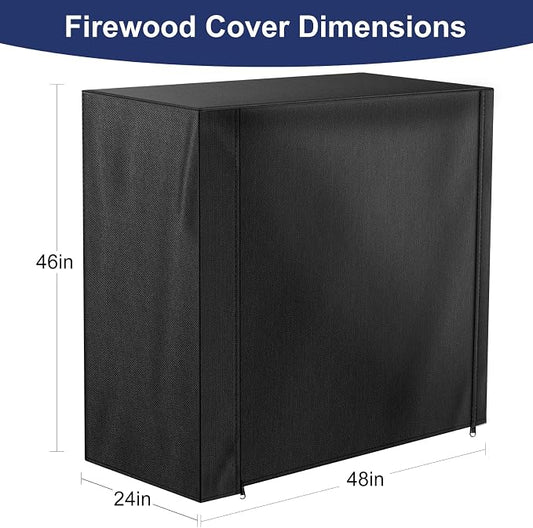 Honest 4ft Firewood Rack Cover, Heavy Duty Waterproof 600d Oxford Outdoor Firewood Storage Cover with Zipper and Openable Front Flap, Cover Only