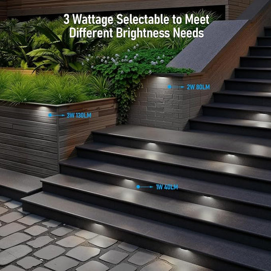 LEONLITE 4-Pack 4 Inch LED Hardscape Lighting, 1W/2W/3W, 5000K Daylight | Update Dimmable Retaining Wall Lights, Low Voltage Landscape Lighting, 12-24V AC/DC Paver Light, Outdoor Step Lights, ETL