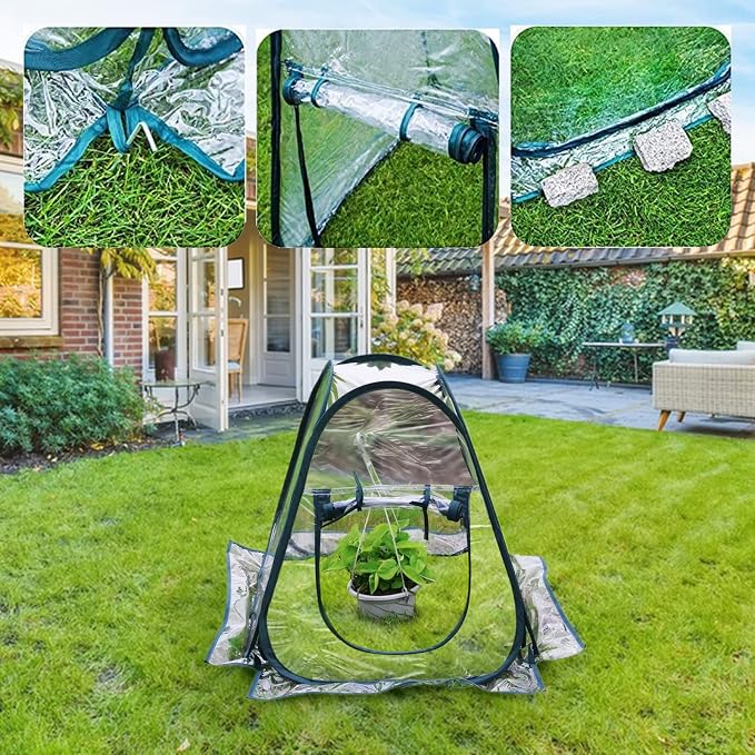 Mini Pop Up Greenhouse; 27"x27"x31"; Indoor/Outdoor; PVC/Steel; Zipper Closure; Green