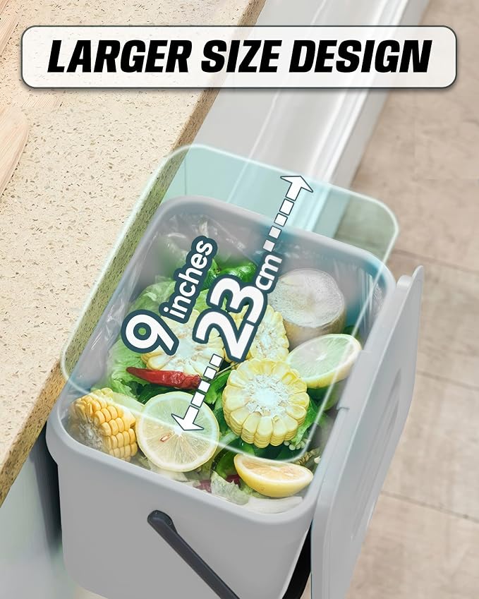 3.2 Gallons Hanging Trash Can with Lid - Kitchen Garbage Can, Under Sink Trash Can, Garbage Can for Bathroom, Waste Bucket Outdoor Indoor, 12L(Lime Green)