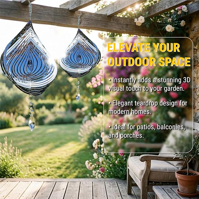 Reflective Bird Deterrents for Outside – Bird Repellent Devices Outdoor – 3D Wind Spinners Outdoor Garden Decor – Bird Repellent to Keep Woodpecker & Pigeons Away from Window Roof (Style 6)