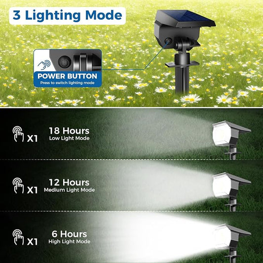 Peasur 10 Pack Solar Lights Outdoor, Spotlights Outdoor Waterproof 3 Modes, 2-in-1 Auto On/Off Solar Spot Landscape Lighting Outside for Tree Plants Yard Garden Pathway