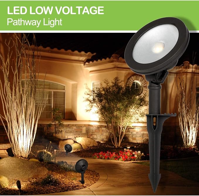 hykolity Low Voltage LED Landscape Wall Wash Light, 7.4W 430LM 12V-15V Wired Outdoor LED Spotlight, 50 Watt Equivalent Landscaping Lights for Tree Building, Die-cast Aluminum, 4 Pack