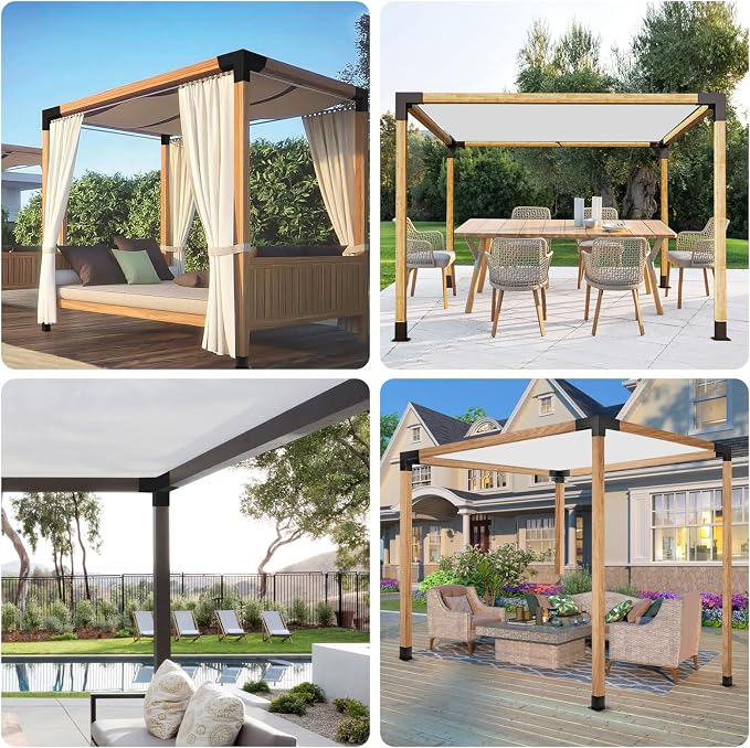 4x4 3-Way Pergola Brackets, 90° Right Angle Corner Extension Bracket Woodworks DIY Pergola kit with Black Powder Coated,Modular Sizing Gazebo Hardware for 4x4 inches Lumber(4PCS)………