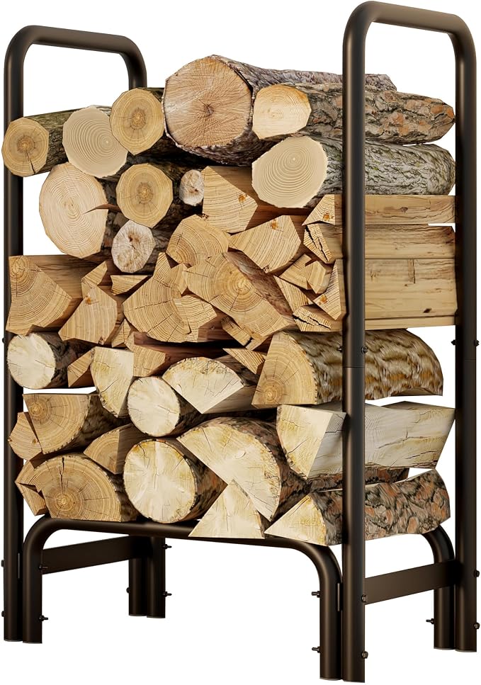 Fire Beauty Firewood Rack Log Holder,Log Storage Holder,Storage Rack,Firewood Stacker for Fireplace Indoor Outdoor(Small)