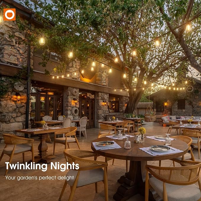 addlon 50FT Outdoor String Lights LED Waterproof Patio Lights with Edison Dimmable Bulbs Shatterproof Commercial Grade Hanging for Outside Cafe Bistro Garden Balcony Porch Yard Deck Gazebo
