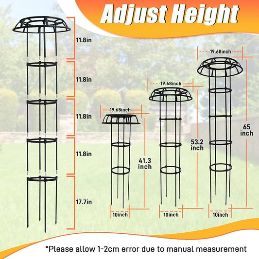 65 Inch Garden Trellis for Climbing Plants Outdoor, Mushroom Top Trellis for Potted Plants, Vines, Roses, Clematis, and Vegetables, Plant Trellis Support 1 Pack