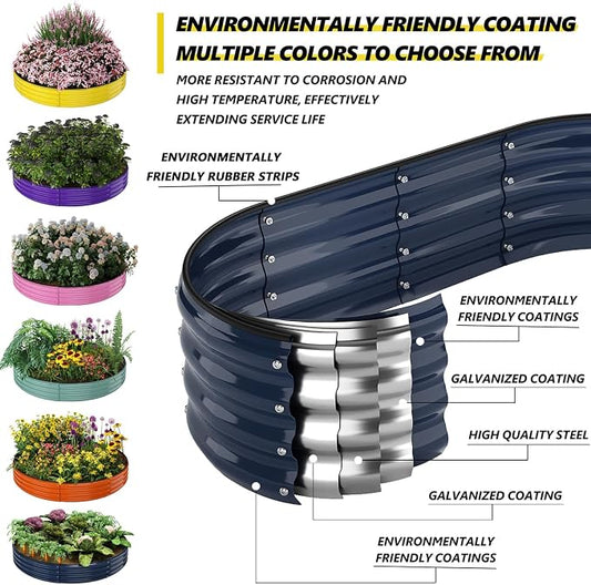 ZFHgarden Galvanized Metal Planter Round Raised Garden Bed Kit for Gardening Outdoor,3x3x1ft Grow Garden Box Raised Flower Bed,Round Galvanized Planter Outdoor Large Metal Fire Pit Ring