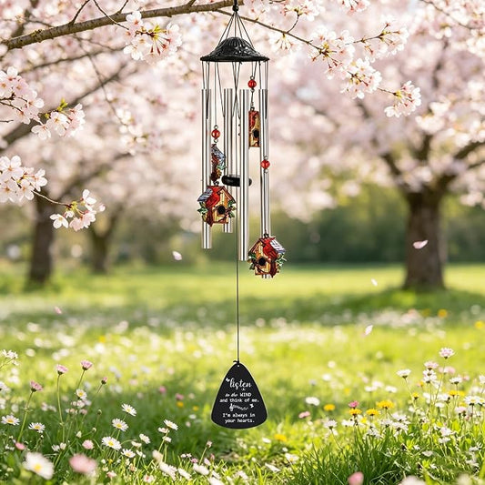 34'' Large Cardinal Red Bird Wind Chimes for Outside Garden Patio Decor | Memorial Wind Chimes Outdoor;Red Bird Windchime,Cardinal Gifts,Sympathy Gifts for Loss of Loved One,Aluminum Tube,with S hook