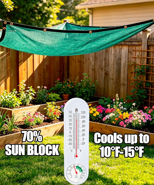 70% Green Colored Shade Cloth 12ft x 16ft Sun Shade Netting with Grommets | Breathable UV Block Balanced Shade for Garden, Plants Cover Patio, Pergola, Chicken Coop, Kennel, Vegetables, Greenhouse
