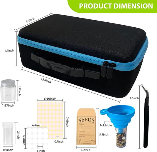 114 Slots Seed Storage Organizer Box with 20 Envelopes, Large Capacity Seed Storage Container with Zipper Bag, Label Stickers, Tweezers, Funnel, Garden Seeds Saver Kit for Vegetable, Flower