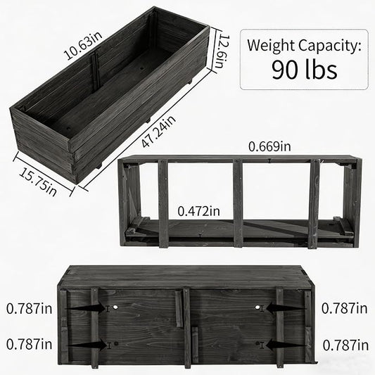 Fir Wood Raised Garden Bed Rectangular Planter for Outdoor Tomato Planter | For Herbs & Flowers Garden Includes Fabric Planter Liner, 4 Drainage Holes