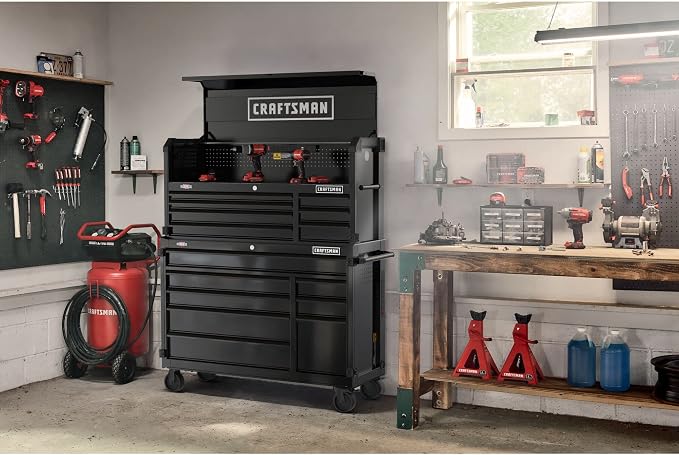 CRAFTSMAN S2000 52" Tool Chest, 10-Drawer Rolling Tool Storage Cabinet with Tray and Holder, Black (CMST352102BK)