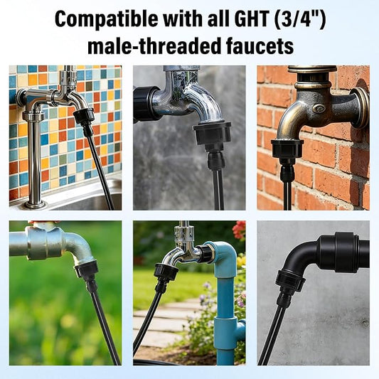 6 Pack 3/4" Female to 1/4" Quick Connect Drip Irrigation Faucet Adapter | Fits standard 3/4" Garden Faucets & Hoses,Leak-Proof,Tool-Free Install for Outdoor Watering,Raised Beds and Drip Systems