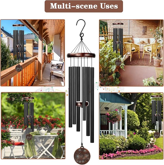 Wind Chimes for Outside, 32" Hummingbird Outdoor Wind Chime, Deep Tone Windchime for Patio Porch Decoration, Best Gift for Mom Women Grandma Neighbors