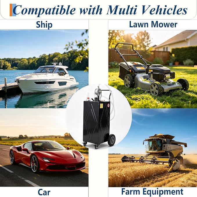 Garvee 30 Gallon Fuel Caddy with Manual Transfer Pump, Portable Gas Storage Tank on 4 Wheels, Gasoline & Diesel Fuel Storage Tank for Cars, Lawn Mowers, ATVs, Boats, More, Black | Portable Gas Storage Tank on 4 Wheels, Gasoline & Diesel Fuel Storage Ta...