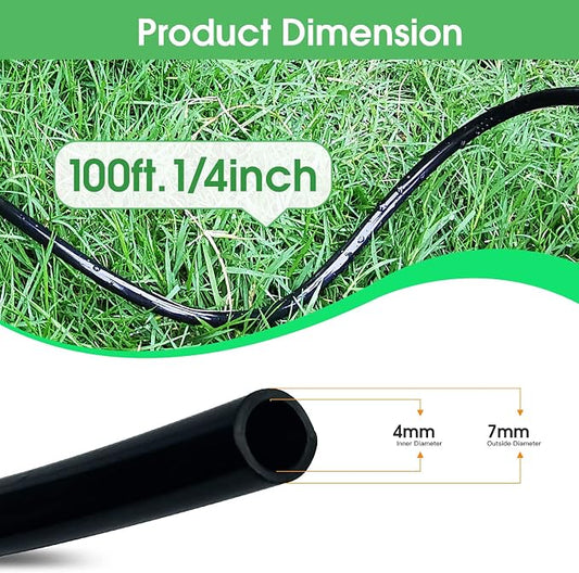 Maotong 100FT 1/4 inch Drip Irrigation Tubing Distribution Hose Tube for Garden Irrigation System