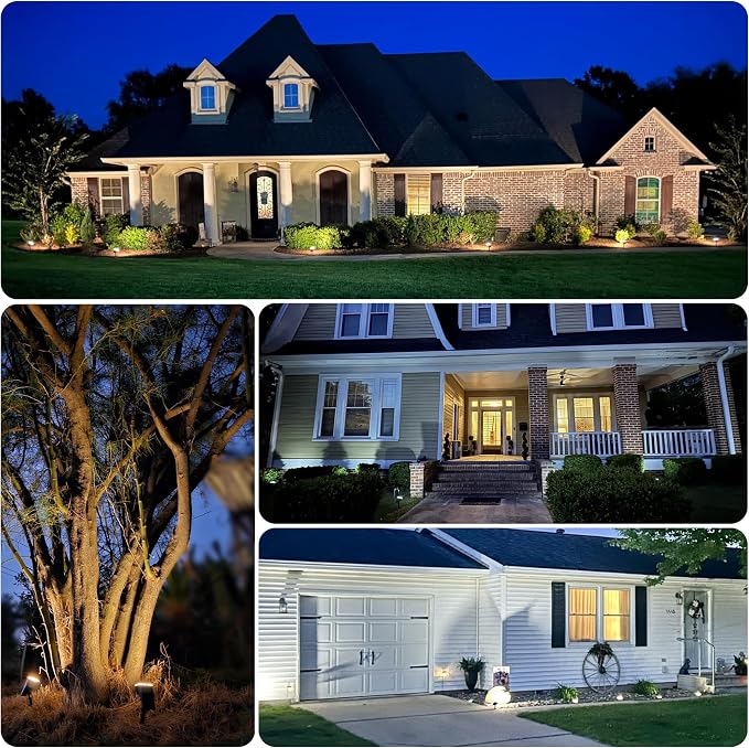 AUDERWIN Solar Spot Lights Outdoor 63 LED 3 Lighting,Waterproof IP65 Modes Spotlights for Outside House Yard Garden Landscape Lights 4 Pack (Natural Light)