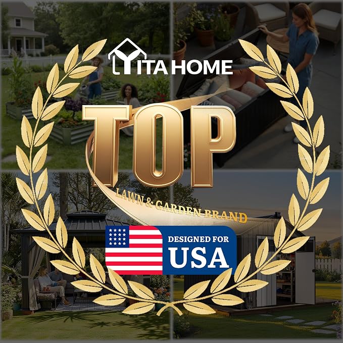 YITAHOME Elevated Garden Bed HDPE Raised Garden Bed with Legs & Drainage Hole Poly-Wood Weatherproof Elevated Planter Box Patio Planters for Vegetables Flowers Plant Bed for Garden, Teak